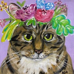CUSTOM 6x6 Boho floral pet portrait art dog cat